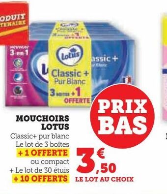 Hyper U Mouchoirs lotus offre