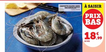 Crevette bleue crue decongelee