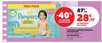 Hyper U Couches pampers premium protection ou culottes offre