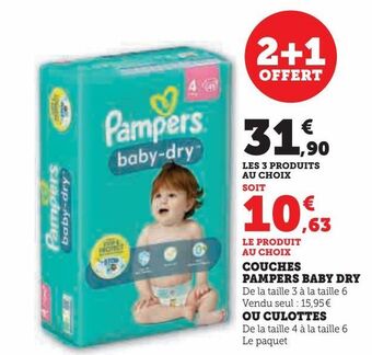Hyper U Couches pampers baby dry offre