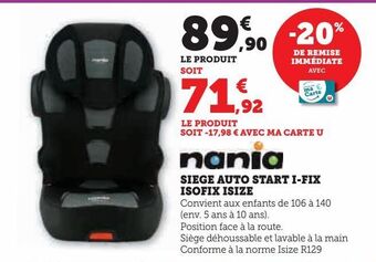 Hyper U Siege auto start i-fix isofix isize offre