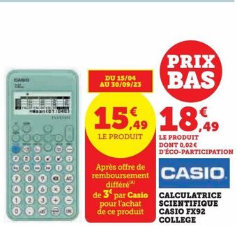 Calculatrice scientifique casio fx92 college