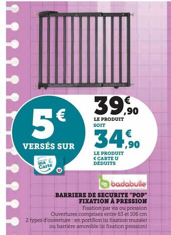 Hyper U Barriere de securite pop fixation a pression offre