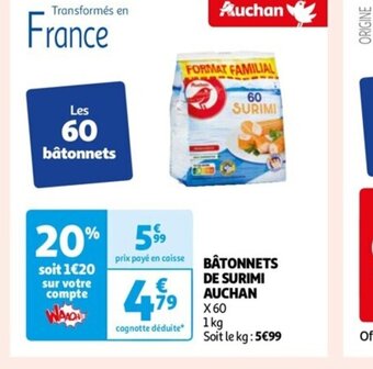 Auchan BÂTONNETS DE SURIMI AUCHAN offre