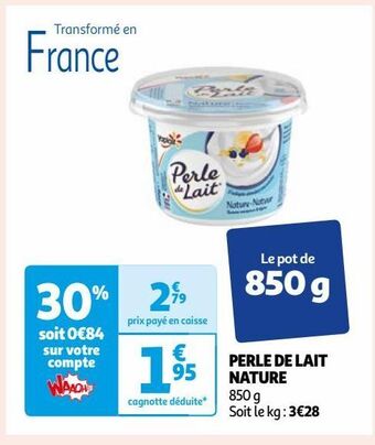 Auchan Perle de lait nature offre