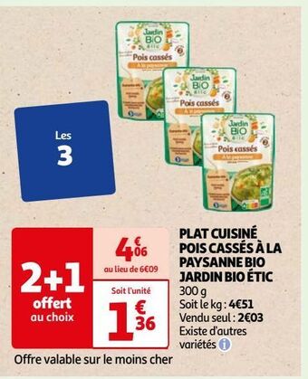 Auchan Plat cuisine pois casses a la paysanne bio jardin bio etic offre