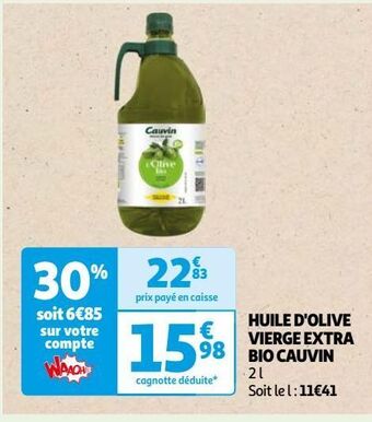 Auchan Huile d'olive vierge extra bio cauvin offre