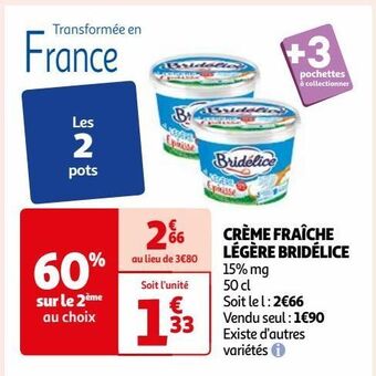 Auchan Creme fraiche legere bridelice offre