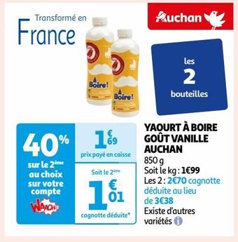 Auchan Yaourt a boire gout vanille auchan offre