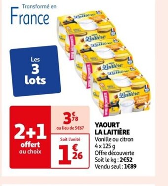 Auchan YAOURT LA LAITIÈRE Vanille ou citron offre