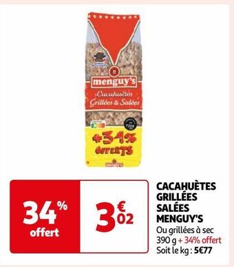 Auchan Cacahuetes grillees salees menguy's offre