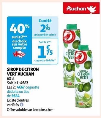 Auchan Sirop de citron vert auchan offre