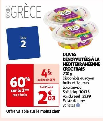 Auchan Olives denoyautees a la mediterraneenne croc frais offre