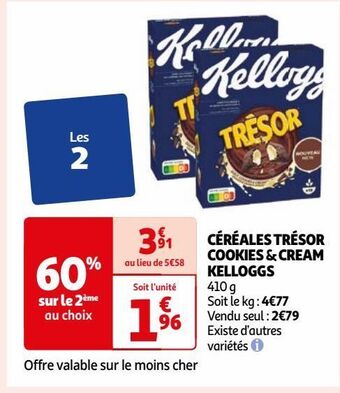 Auchan Cereales tresor cookies & cream kelloggs offre