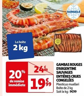 Auchan Gambas rouges d'argentine sauvages entieres crues congelees offre