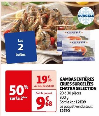 Auchan Gambas entieres crues surgelees chatka selection offre