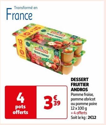 Auchan Dessert fruitier andros offre