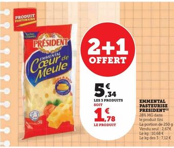 Super U Emmental pasteurise president offre