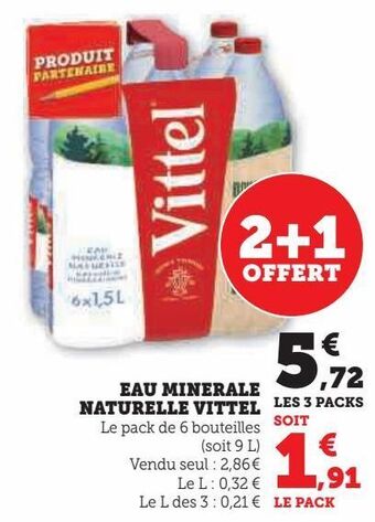 Super U Eau minerale naturelle vittel offre