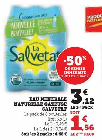 Super U Eau minerale gazeuse salvetat offre