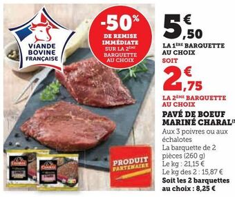 Super U Pave de boeuf marine charal offre