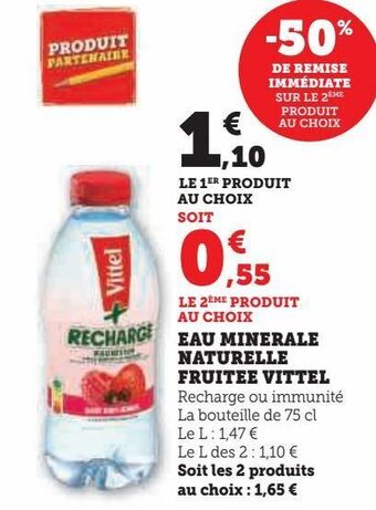 Super U Eau minerale fruitee vittel offre