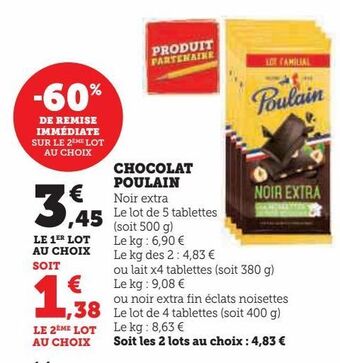 Super U Chocolat poulain offre