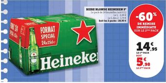 Super U Biere blonde heineken 5° offre
