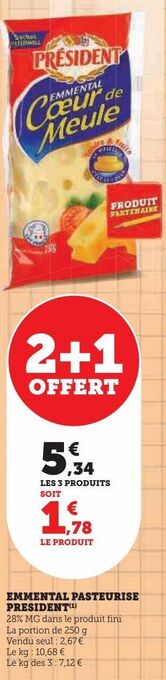 U Express Emmental pasteurise president offre