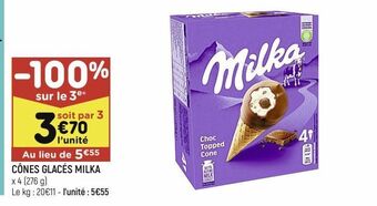 Leader Price Cones glaces milka offre