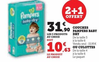 Super U Couches pampers baby dry ou culottes offre