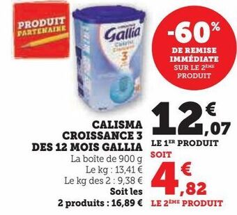 Super U Calisma croissance 3 des 12 mois gallia offre