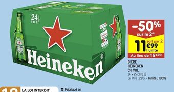 Leader Price Bière heineken 5% vol offre