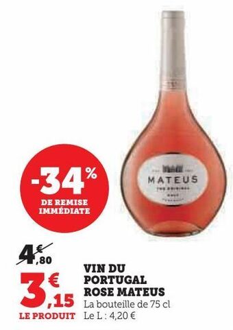 U Express Vin du portugal rose mateus offre