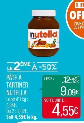 Match Pâte à tartiner nutella offre