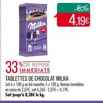 Match Tablettes de chocolat milka offre