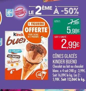 Match Cônes glacés kinder bueno offre