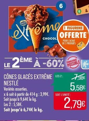 Match Cônes glacés extrême nestlé offre