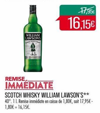 Match Scotch whisky william lawson's offre