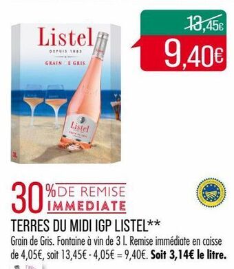 Match Terres du midi igp listel offre