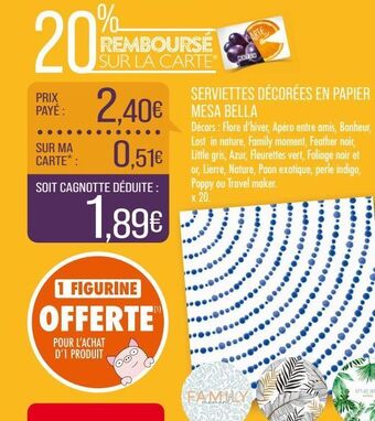 Match Serviettes dècorèes en papier mesa bella offre