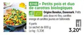 Thiriet Petits pois et duo de carottes biologiques offre