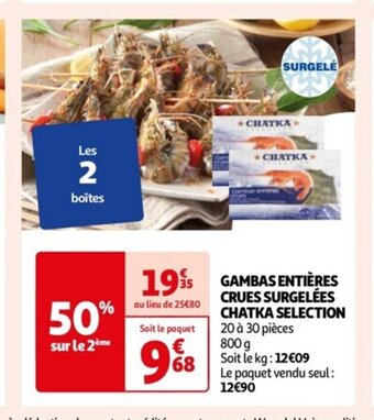 Auchan GAMBAS ENTIÈRES CRUES SURGELÉES offre