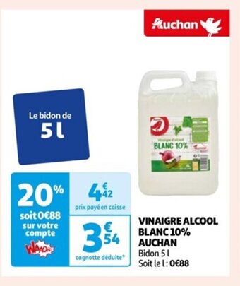 Auchan VINAIGRE ALCOOL BLANC 10% AUCHAN offre