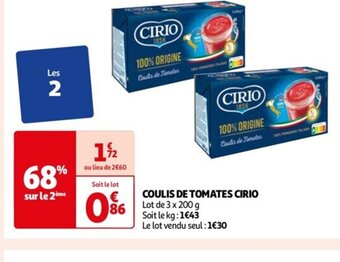 Auchan COULIS DE TOMATES CIRIO offre