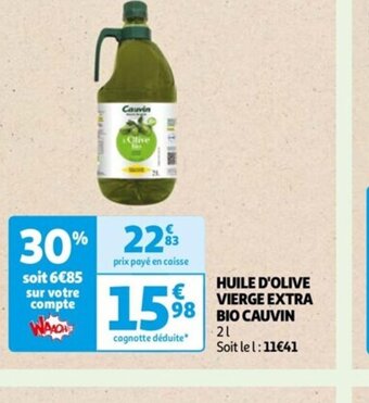 Auchan HUILE D'OLIVE VIERGE EXTRA 98 BIO CAUVIN offre