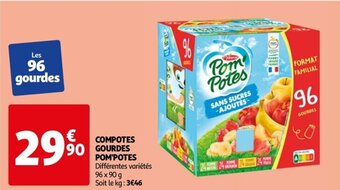 Auchan COMPOTES GOURDES POM'POTES Différentes variétés offre