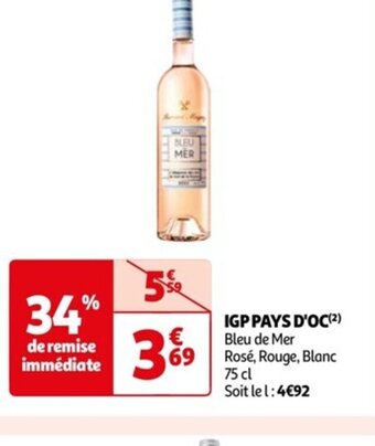 Auchan IGP PAYS D'OC(²) Bleu de Mer offre