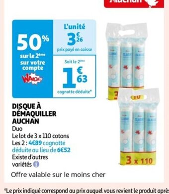 Auchan DISQUE À DÉMAQUILLER AUCHAN offre