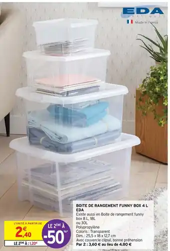 Intermarché Boite De Rangement Funny Box 4L Eda offre